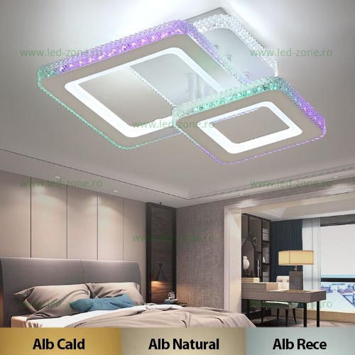 Lustra LED 79W 3 Functii RGB Smart Dimabila cu Telecomanda LZG9227-1+1