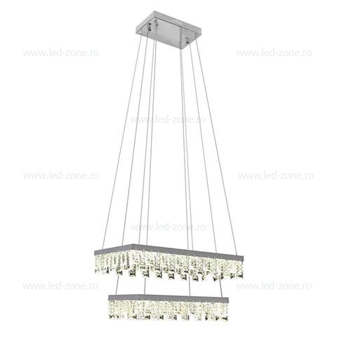 Lustra LED 72W 2 Segmente Model Cristal PANDORA