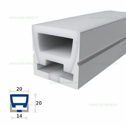 Profil Flexibil Aplicat Silicon Mat 20x20mm