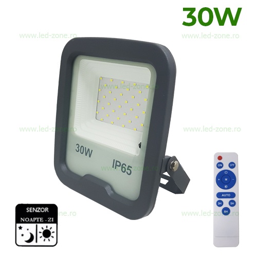 Proiector LED 30W cu Senzor Zi-Noapte si Telecomanda