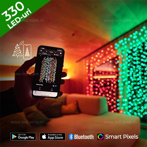 Instalatie LED Perdea Turturi 5x1m Digitala SMART Bluetooth Telecomanda