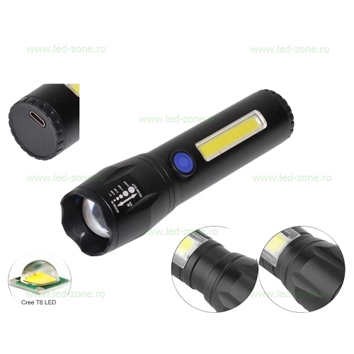Lanterna LED De Mana 3W COB ZOOM C81