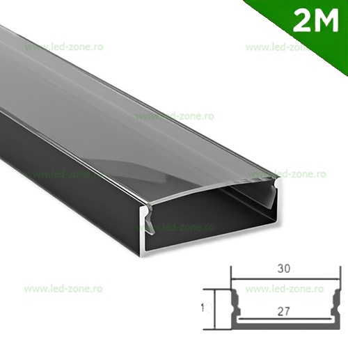 Profil Aluminiu Aplicat Negru Dispersor Negru 2M 27MM
