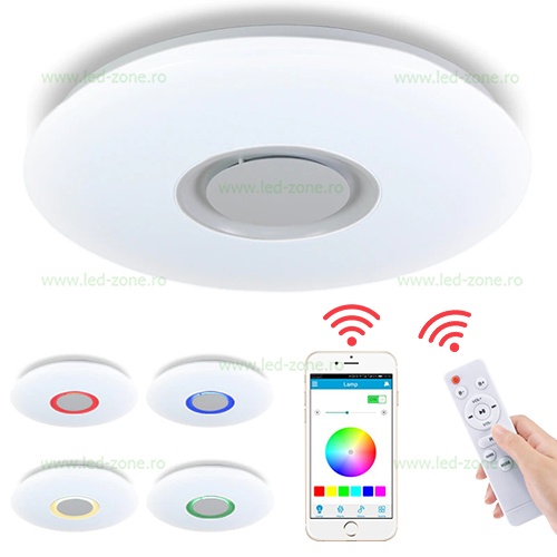 Plafoniera LED 36W 3 Functii + RGB Difuzor Bluetooth Telecomanda