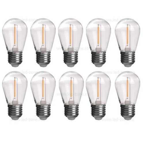 Set 10 Becuri LED E27 2W Clar Para Filament