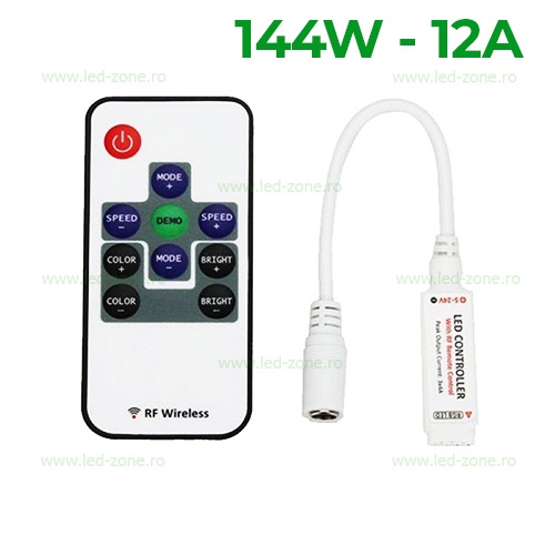 Mini Controller Banda LED RGB 12A 144W 10 Taste RF
