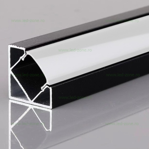 Profil Aluminiu Aplicat 90 Grade Dispersor Alb Convex 2M 12.5MM