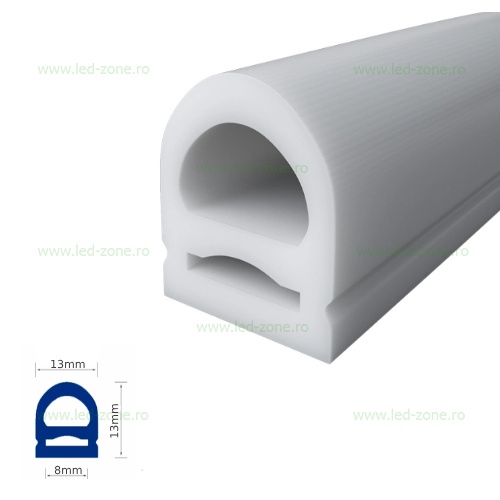 Profil Flexibil Aplicat Silicon Mat Semirotund 13x13mm