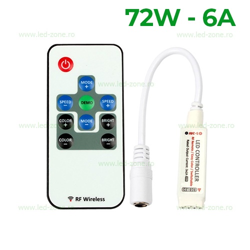 Mini Controller Banda LED RGB 6A 72W 10 Taste RF