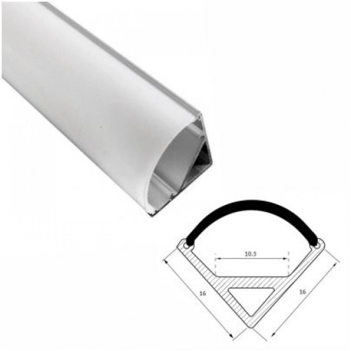 Profil Aluminiu Aplicat 90 Grade Dispersor Mat Convex 2M 10.3MM