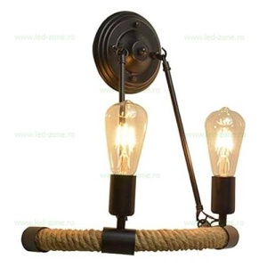 Aplica 2 Socluri E27 Rustic ROPE2W - Img 3