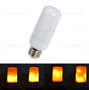 Bec LED E27 1.5W Cilindric Efect Flacara