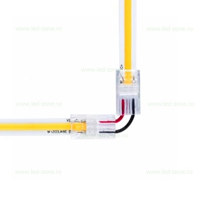 Conector Imbinare 2 Fire Unghi 90 Banda LED COB 8mm Interior - Img 1