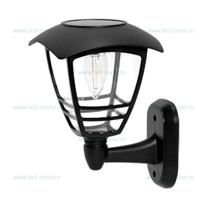 Felinar Iluminat Exterior 0.3W Perete Negru Solar LZ23379 - Img 2