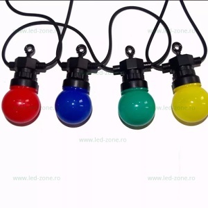 Ghirlanda 5M cu 10 Becuri LED Diverse Culori IP44