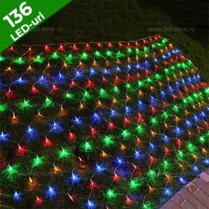 Instalatie LED Plasa 5x1m Diverse Culori Flash Fir Gros Alb Cauciucat