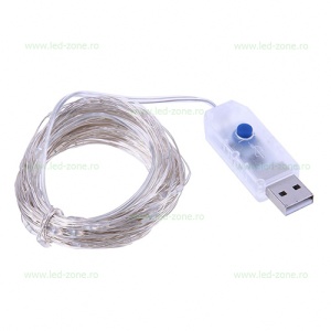 Instalatie LED USB 100 Minileduri 1 Fir Cupru 10m - Img 2