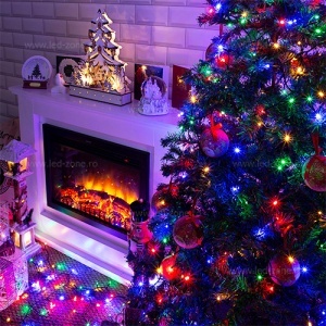 Instalatie Pom Craciun 300 LED-uri 8mm Fir Negru
