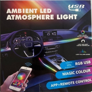 Kit Banda LED RGB Interior Auto 110cm si 25cm USB cu Telecomanda si Aplicatie Telefon - Img 2