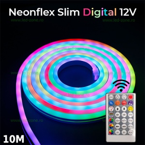 Kit Neonflex LED Slim RGB Digital 10m Telecomanda - Img 1