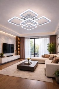 Lustra LED 130W Argintie 3 Functii Dimabila cu Telecomanda LZ9181/4+1