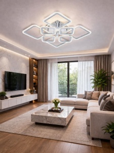 Lustra LED 168W Argintie 3 Functii Dimabila cu Telecomanda LZ9181/4+4