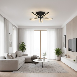 Lustra LED 70W Neagra 3 Functii cu Telecomanda LZ9400