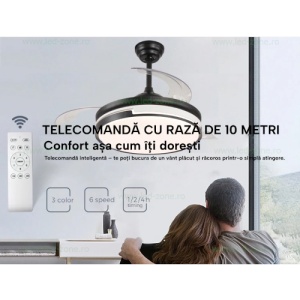 Lustra LED Rotunda cu Ventilator si Telecomanda LZ410YY Alb - Img 2