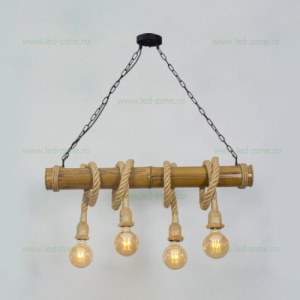 Lustra Rustic Bambus 4 Socluri E27 LZSF4 - Img 4