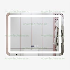 Oglinda Baie LED 80x60cm Touch Ceas Dezaburire LZJ50