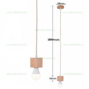 Pendul Soclu E27 Lemn Patrat LZ7991 - Img 2