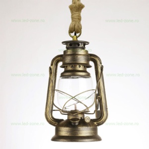 Pendul Soclu E27 Rustic Metal Felinar Mare - Img 1