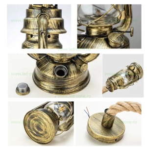 Pendul Soclu E27 Rustic Metal Felinar Mic - Img 2