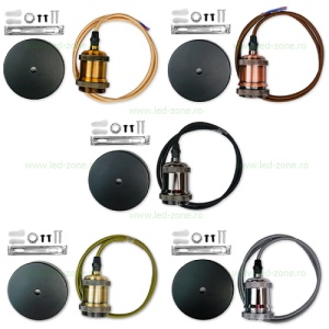 Pendul Soclu E27 Vintage Diverse Culori LZ01 - Img 3