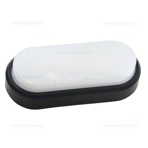 Plafoniera LED 16W Exterior Ovala Neagra