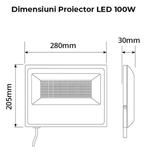 Proiector LED 100W 220V Slim Negru - Img 4