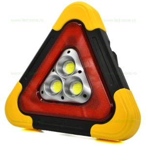 Proiector LED 3xCOB De Avertizare Triunghi Solar si Acumulator - Img 4