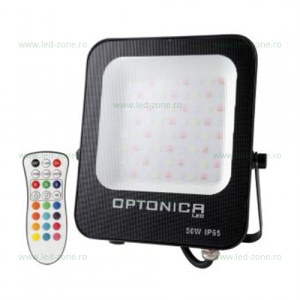 Proiector LED 50W Slim RGB Telecomanda RF - Img 1