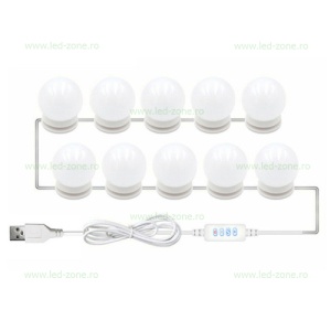 Set 10 Becuri LED Dimabile cu 3 Functii Pentru Oglinda Machiaj - Img 2
