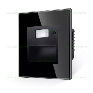 Spot LED 1.5W Patrat Negru Trepte Senzor Sticla
