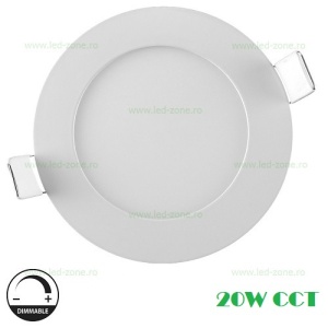 Spot LED 20W Rotund Alb Incastrat Dimabil 3 Functii CCT IP44 - Img 2