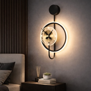 Aplica LED 18W cu Ceas Neagra LZ22106