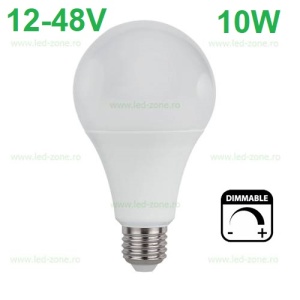 Bec LED E27 10W Glob Mat 12-48V Dimabil - Img 1
