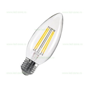 Bec LED E27 4W Filament Lumanare Clar - Img 2