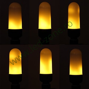Bec LED E27 6W Cilindric Efect Flacara