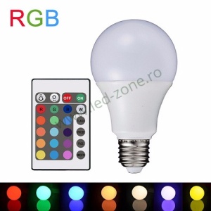 Bec LED E27 7.5W Glob Mat RGB Telecomanda - Img 1