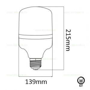 Bec LED E27 80W Dispersor Mat Plastic TORCH - Img 3