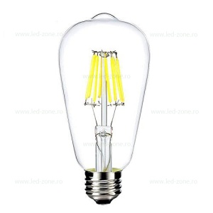 Bec LED E27 8W Filament Para Clar ST64