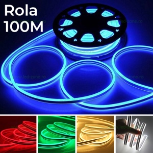 Furtun LED Neon Flex Slim Bidirectional 220V Rola 100ml - Img 1