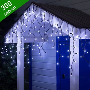 Instalatie LED Perdea Turturi 12x0.7m Exterior Fir Negru Cauciucat